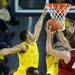 Michigan sophomore Jon Horford blocks Indiana sophomore Cody Zeller at the basket during the first half at Crisler Center on Sunday, March 10, 2013. Melanie Maxwell I AnnArbor.com